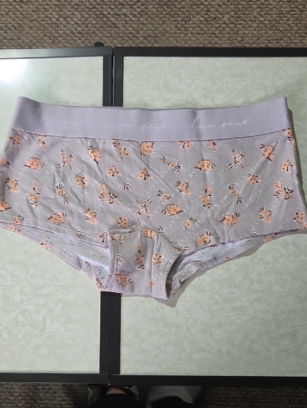 Victoria's Secret Lavender Shortie Panty with Peach Floral Print **NEVER WORN**